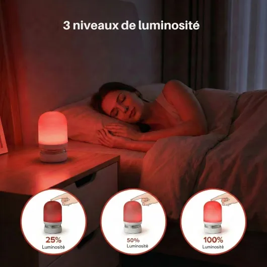 Toys4Boys Veilleuse Rouge LED 630 nm – Lumière Rouge Bébé et Enfant, Lampe Sans Lumière Bleue, Intensité Réglable, Éclairage Nuit Apaisant pour Chambre