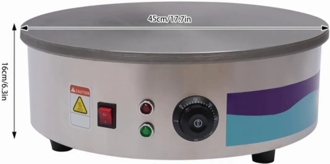 Crêpière,3kw Diamètre 45cm Plaque Crêpière électrique 50-300℃ avce Outil à Crêpes en Bois et Spatule Inclus,Pour Cuisiner Crêpes,Bacon,œufs,Pommes de Terre Rissolées
