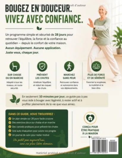 Tai-chi sur chaise et marche pour les séniors: Guide de 28 jours pour prévenir les chutes et marcher sans crainte - Édition familiale en gros .. - - Sans exercices au sol ni applications