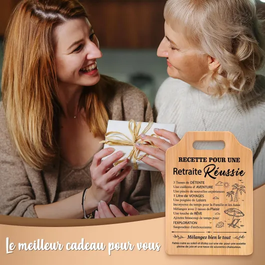 Gleevara Cadeau Retraite Femme Homme, Planche à Découper en Bambou Raffinée, Cadeau Retraite Femme Unique, Cadeaux Retraite pour Enseignants, Infirmières