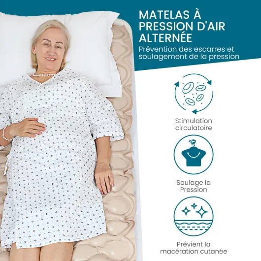 Matelas Anti escarre à air alterné pour escarres de Grade I - pompe silencieuse, imperméable, aide à prévenir les escarres de lit, pour hôpitaux, maisons, lits d'hôpital, 90x200 cm 200 x 90cm Beige