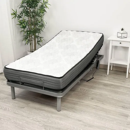 Pack lit électrique articulé renforcé Ergotop à 5 Plans avec Matelas viscoélastique Dorsaltec 90 x 190 cm 90 x 190 cm Lit + matelas sans garde-corps